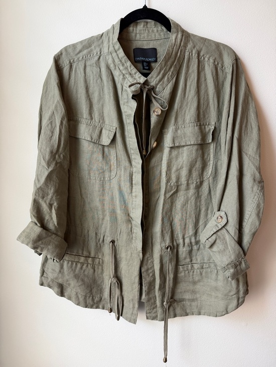 Cynthia Rowley Jackets & Blazers - Cynthia Rowley Olive Green Drawstring Utility Linen Jacket